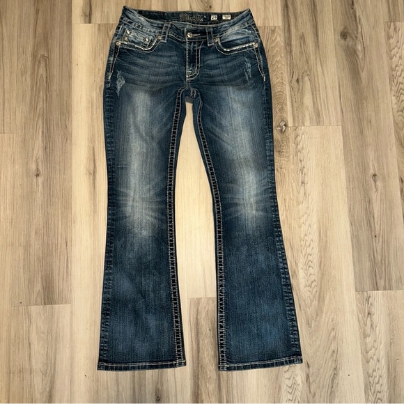 Miss Me y2k vintage Blue Boot Cut Jeans with Vintage Fading - Picture 2 of 6